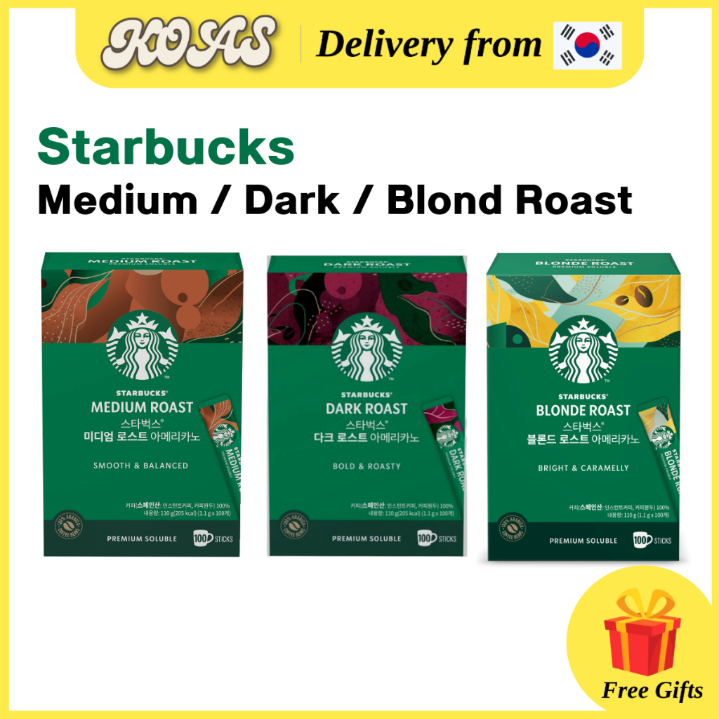 [Starbucks] Medium/dark/blonde Roast Americano (1.1g x 10ea / 30ea / Assorted) กาแฟสําเร็จรูป