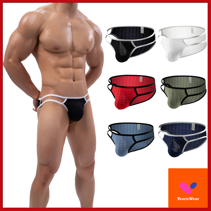 [YearnWear] เปิดด้านข้างตาข่ายผู้ชายกางเกงผู้ชายบิกินี่ผู้ชายชุดชั้นในชายทอง G String Jockstrap