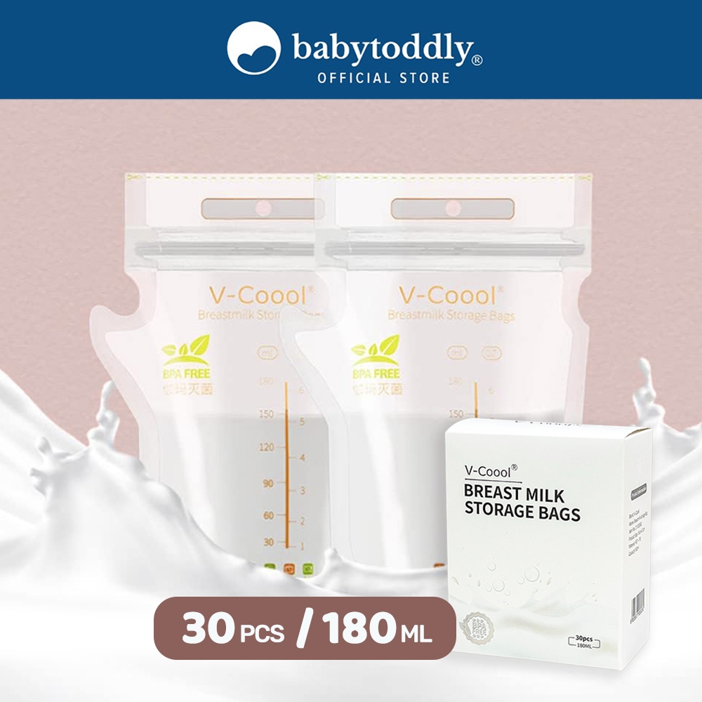 V-Coool Pre-sterilised Breast Milk Storage Bag 180ml - 30pcs [EXP: SEP 2025]
