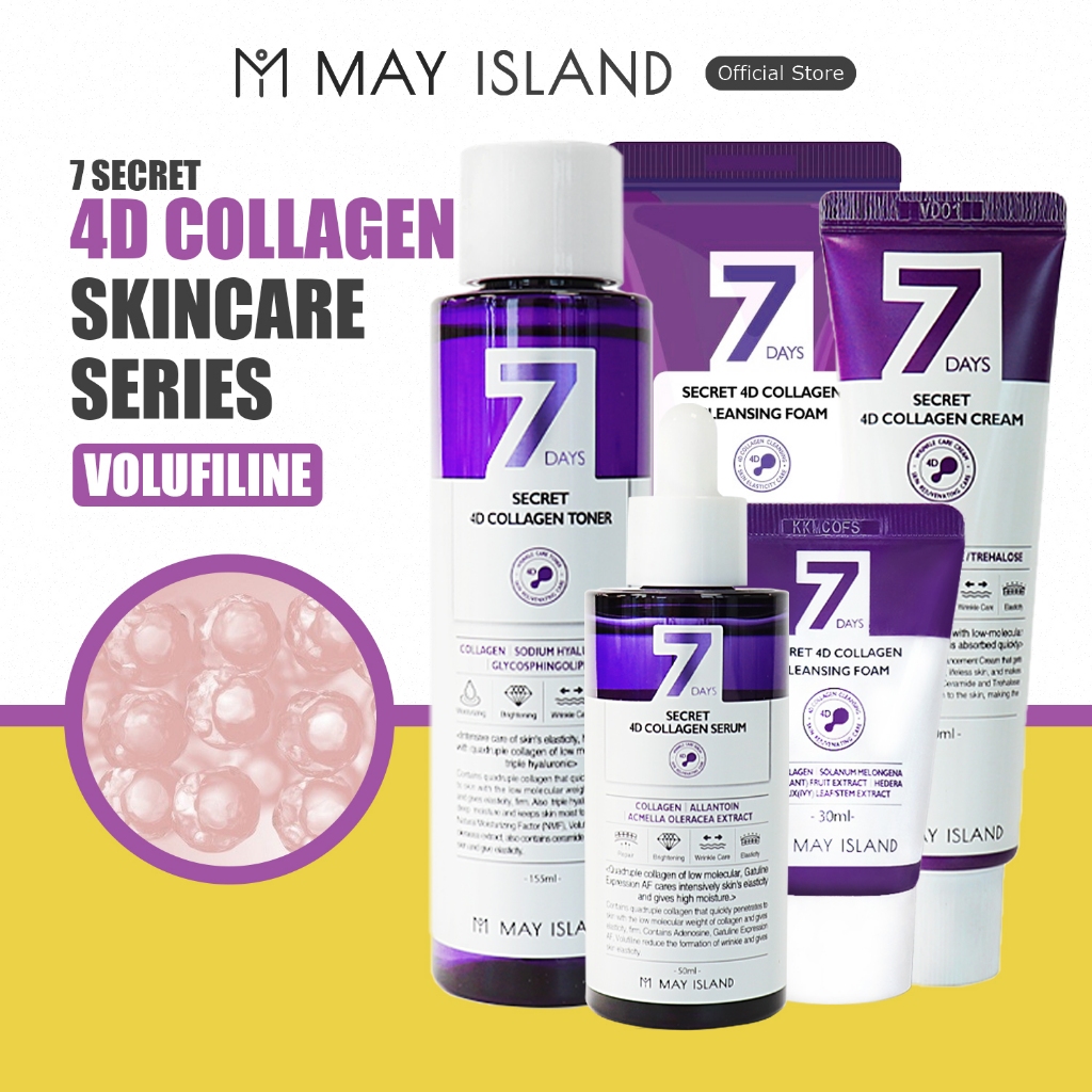 [MAY ISLAND] 7 Secret Collagen Skincare Series | Anti Aging Skin Elasticity Toner Cream Serum คลีนซิ