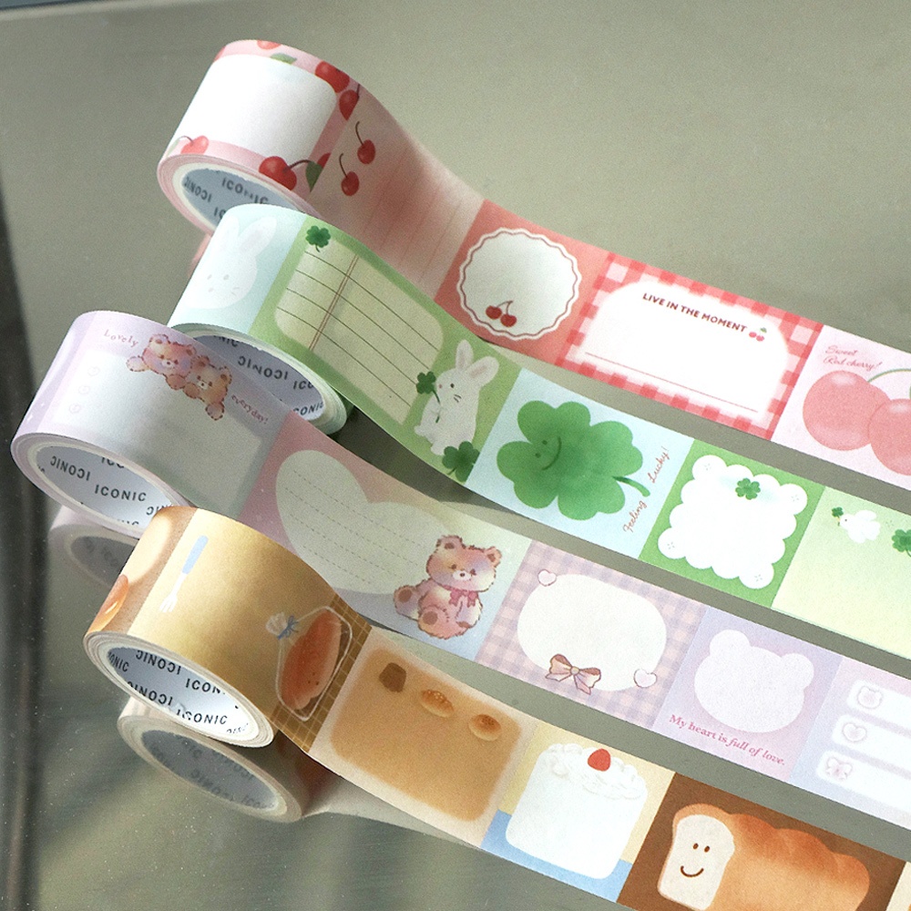 Iconic Sugar Sticky Memo Roll Tape Post-it Notes Index Labeling DIY ตกแต่งวางแผนวารสาร K-Pop CUTE เครื่องเขียน