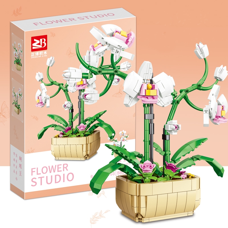 Lifen ของเล่นบล็อกประกอบดอกไม้ Phalaenopsis 550 ชิ้น