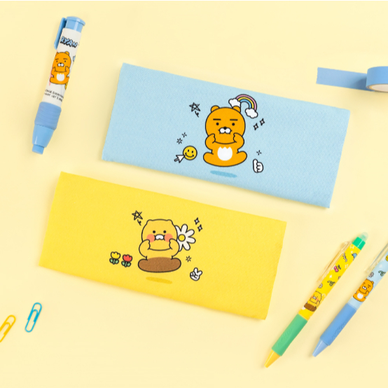 [Kakao Friends] Kakao SAY CHEESE Fabric Flat Pencil Case / Choonsik, Ryan
