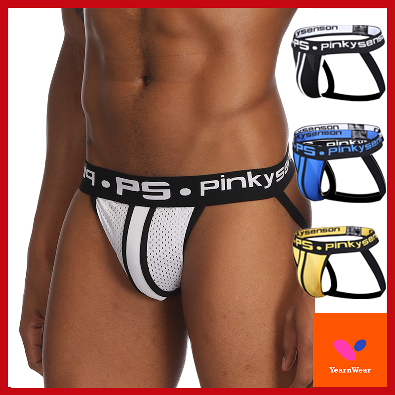 YearnWear ชาย Jockstrap Men G String Men Thong - วัสดุตาข่ายชุดชั้นในระบายอากาศ Man