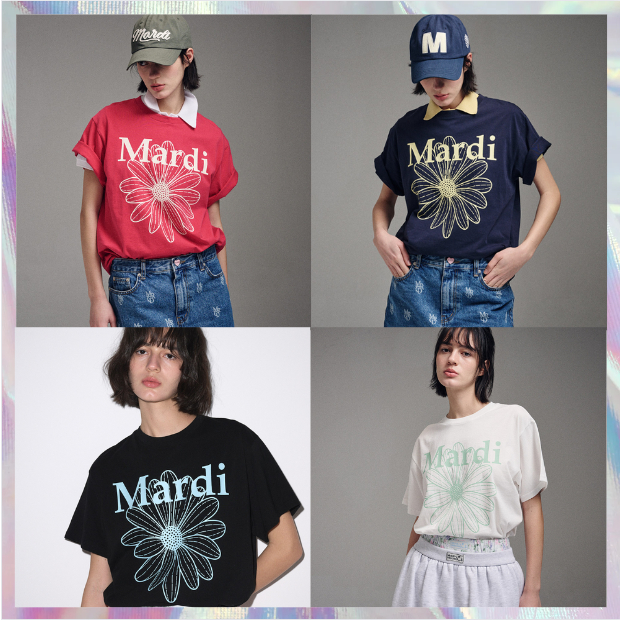 [MARDI Mercredi] เสื้อยืด พิมพ์ลายดอกไม้ 4 สี