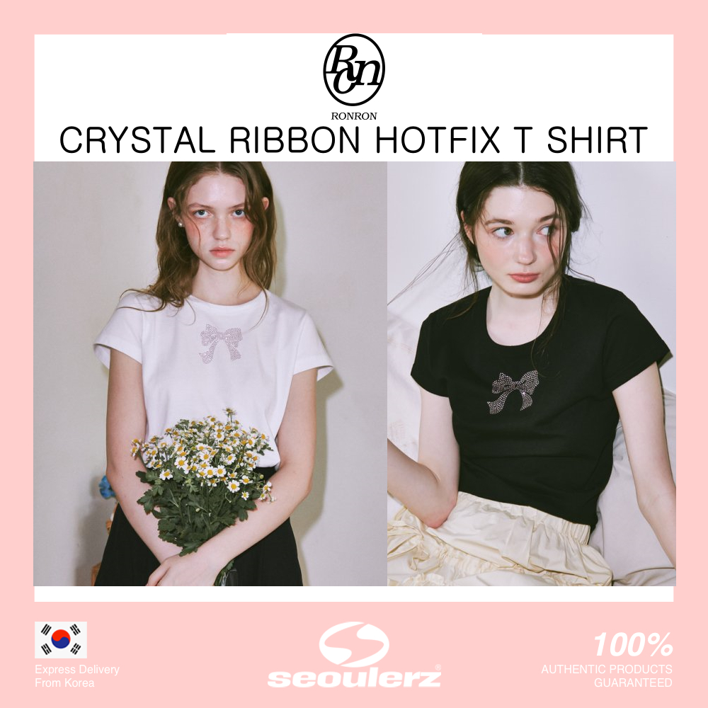 [RONRON] CRYSTAL RIBBON HOTFIX T SHIRT