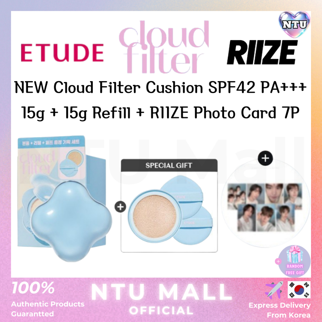 [ETUDE] New Cloud Filter Cushion SPF42 PA+++ 15g+15g Refill+RIZE Photo Card - 4 สี