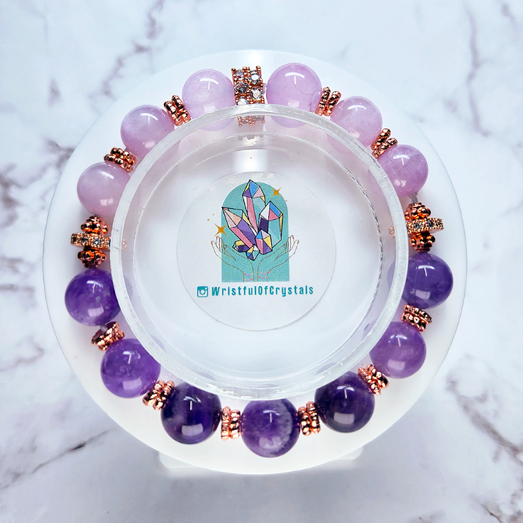 MyCrystalTable Kunzite Amethyst Lavender Amethyst Crystal 222 คริสตัลที่ข้อมือ