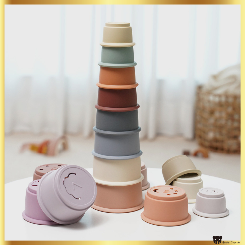 Attirabbit Platinum Silicone Baby Stacking Cups Sand Play Cup 8 ชิ ้ น