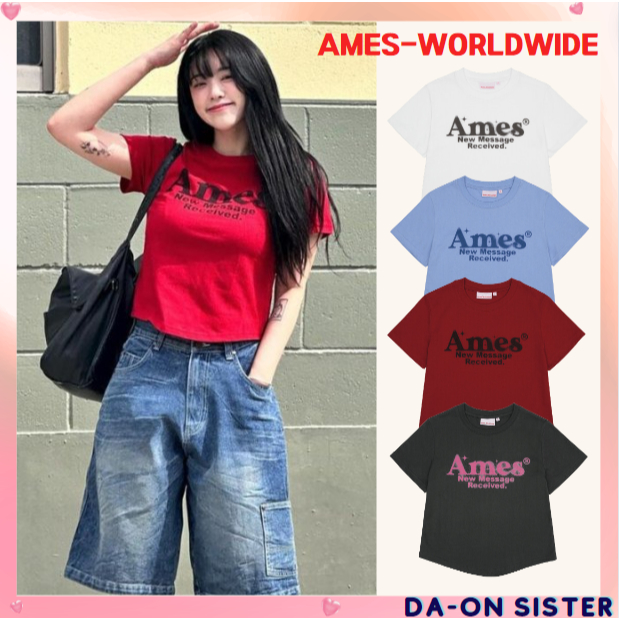 [ Ames-worldwide ] ROUND HEM CROP TEE ( 3 สี ) เกาหลีแท ้ 100 %