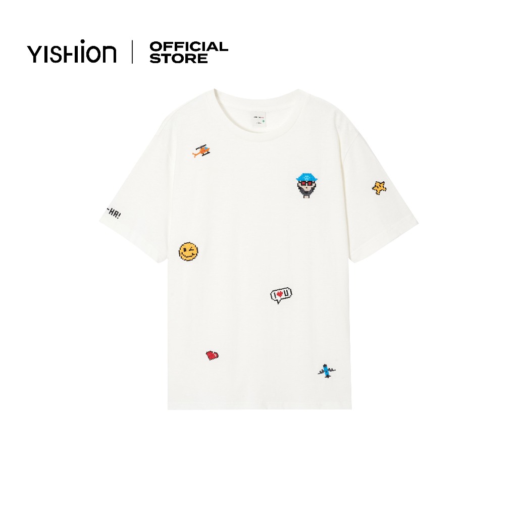 YISHION เสื้อยืดแขนสั้นทรงหลวมพิมพ์ลายกราฟิกสําหรับผู้ชาย 1839