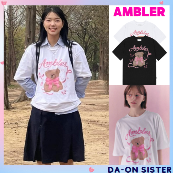 [ Ambler ] เสื ้ อยืดบัลเล ่ ต ์ คอร ์ Bear Over fit AS1110 ( 2color ) เกาหลีแท ้ 100 %