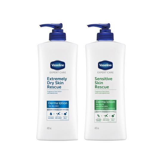 VASELINE [VASSELINE] กู้ภัยผิวแห้งมาก โลชั่นปราศจากน้ําหอม Derma Lotion for dry skin, 400ml, Sensiti
