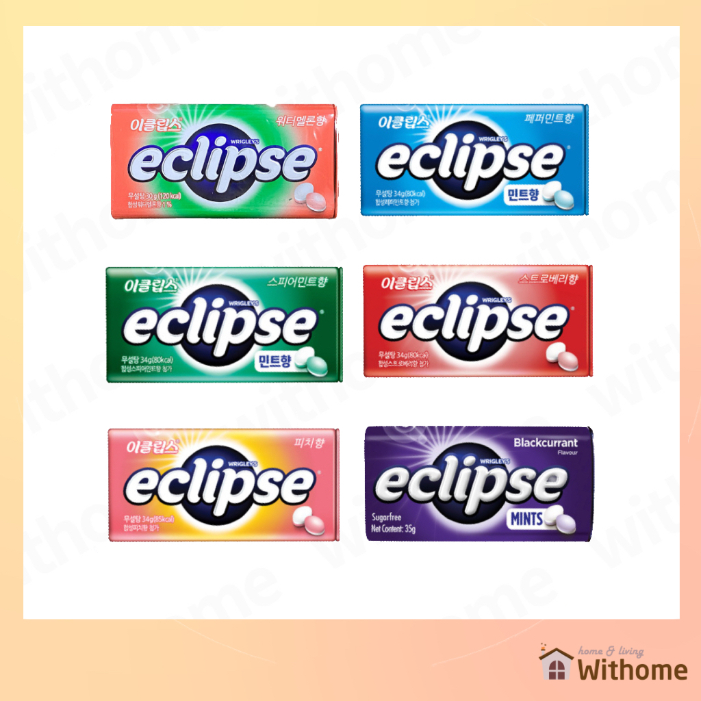 [Eclipse] ลูกอมปราศจากน้ําตาล 6 รสชาติ (แตงโม, เปปเปอร์มินต์, สเปียร์มินต์, สตรอเบอร์รี่, พีช, แบล็ค