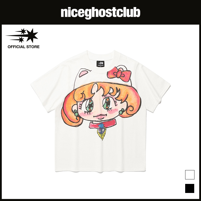 [niceghostclub] GHOSTSOULGIRL CAT TEE_Unisex_สไตล์เกาหลี