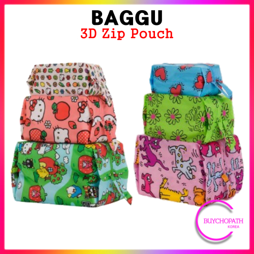 Baggu กระเป๋าอเนกประสงค์ มีซิป 3D เป็นมิตรกับสิ่งแวดล้อม สําหรับเดินทาง