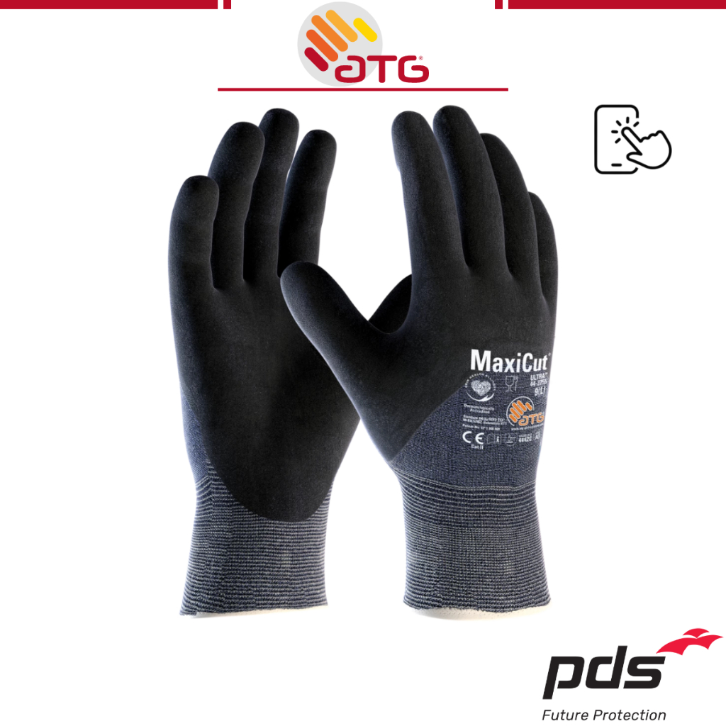 ATG MaxiCut Ultra 44-3755 ถุงมือทํางานกันบาด Nitrile Grip Safety Gloves EN388 4442C