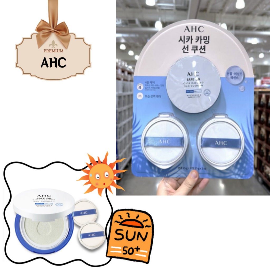 [AHC] Safe On Cica  Calming Sun Cushion 25g + Refill 2EA  SPF50+ PA++++💜สต็อกพร้อม💜 / ส่งจากเกาหลี✈️