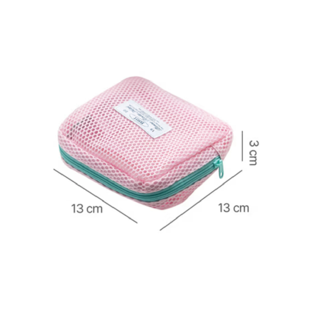 Daiso Korea Travel Mesh Square Pouch - สีชมพู