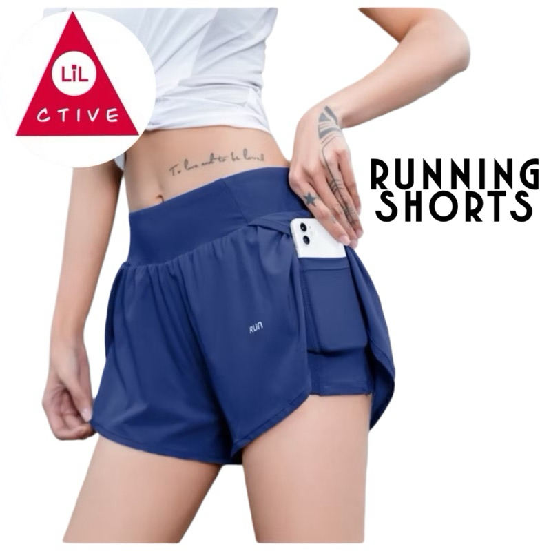 [LIL ACTIVE] RUNNING SHORTS SANIA WALKING GYM SHORTS พร้อมกระเป๋า