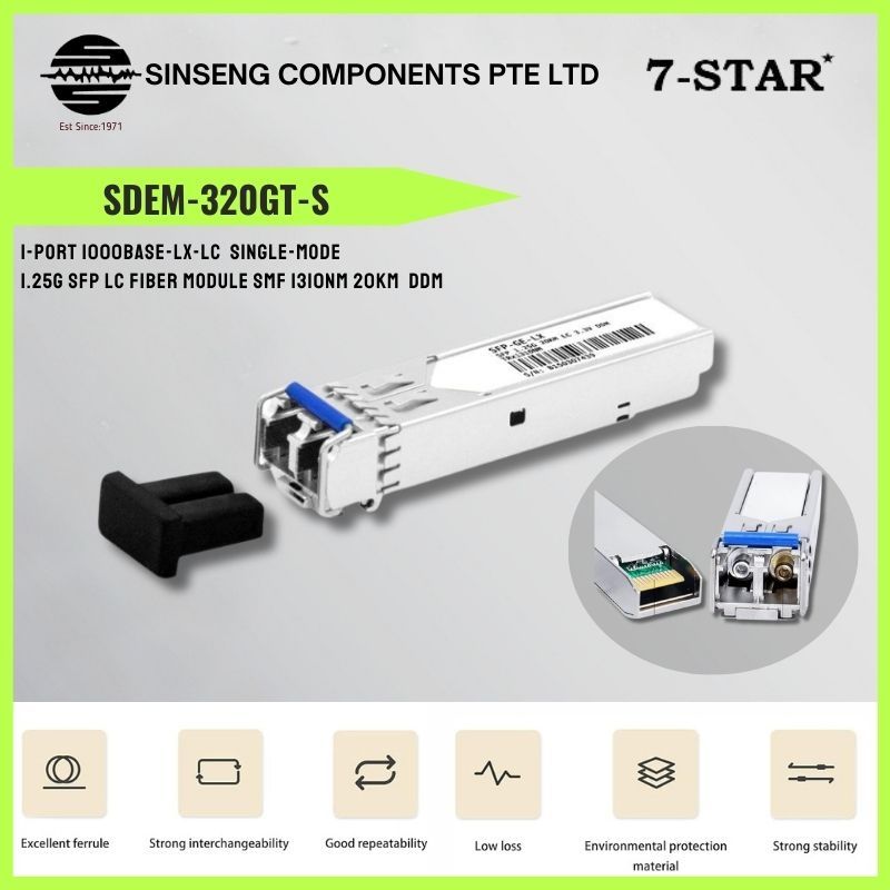 7-STAR * Single Mode 1 พอร์ต 1000Base 1.25G LX SFP นักร้องไฟเบอร์โหมด Transceiver 20KM 3.3V โมดูล