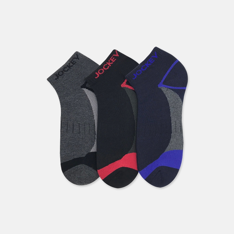 Jockey 3prs Men Half Terry ถุงเท้าข้อเท้าผ้าฝ้าย Elastane JMS704654