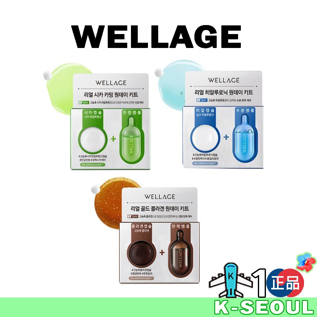 [K-Beauty] Wellage Real Hyaluronic One Day Kit Real Cica Calming One Day 1EA แอมป์
