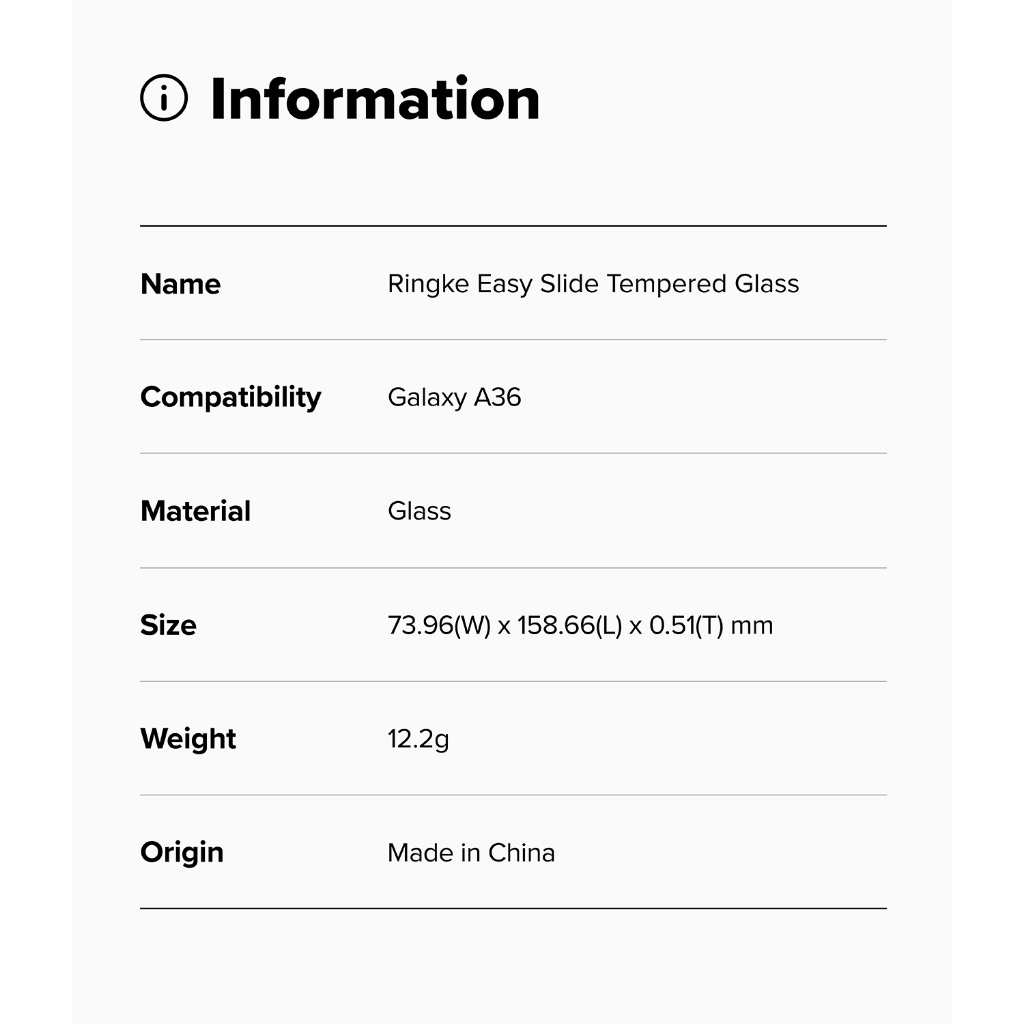 Ringke Easy Slide Glass สําหรับ Galaxy A36 กระจกนิรภัยกันรอยหน้าจอ