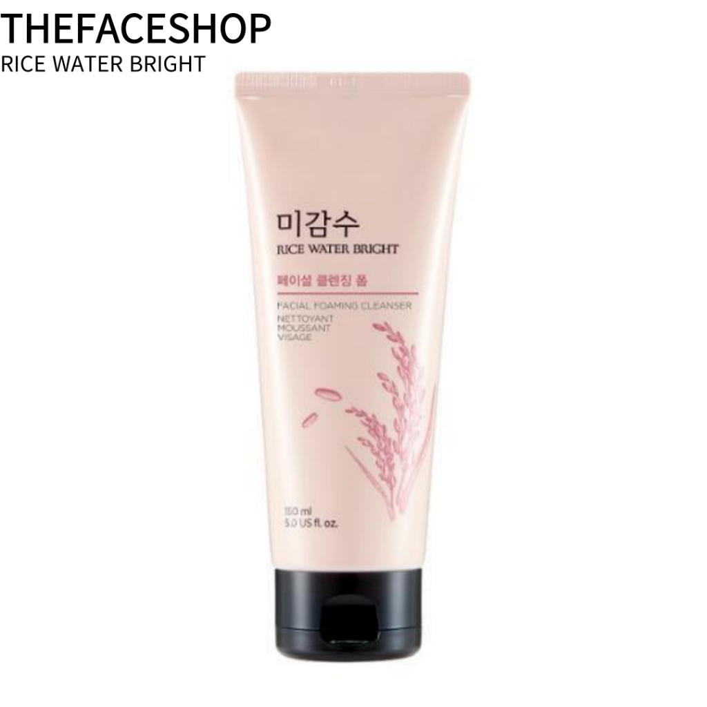 [THE Face SHOP] โฟมล้างหน้า ทําความสะอาดผิวหน้า สูตรน้ําข้าว สูตรไบรท์ โฟมมิ่ง มูสแซนท์มูส ขนาด 150 มล. สีชมพู