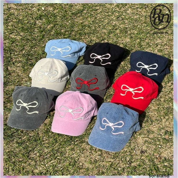 Celebrity Pick [RONRON] HEART RIBBON BALL CAP 9 สี