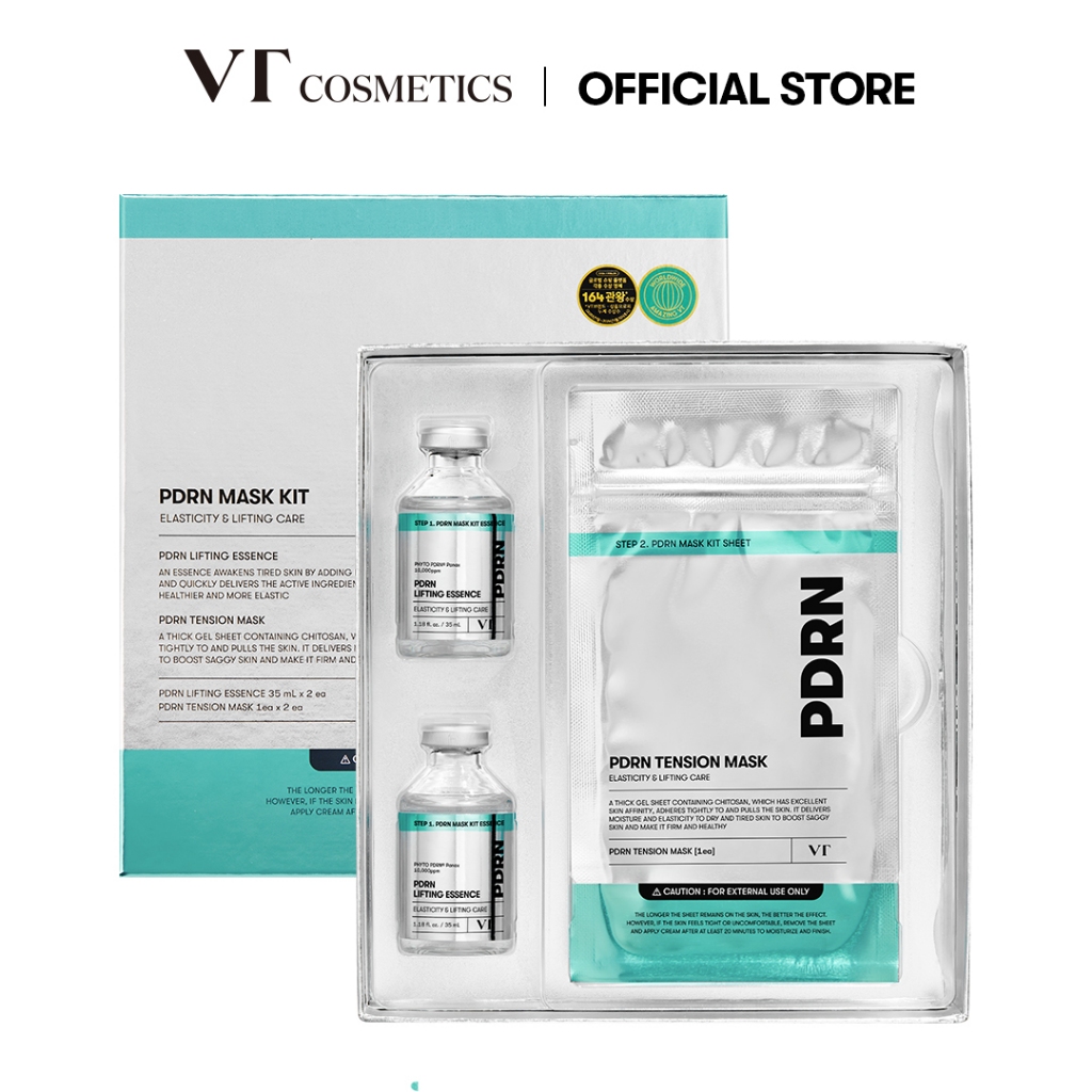 [VT] Pdrn Mask Kit (Essence 35ml*2ea & Mask Sheet 2ea) ยกกระชับผิว หน้ากากไคโตซาน การปรับปรุงริ้วรอย [เรือธงอย่างเป็นทางการ]