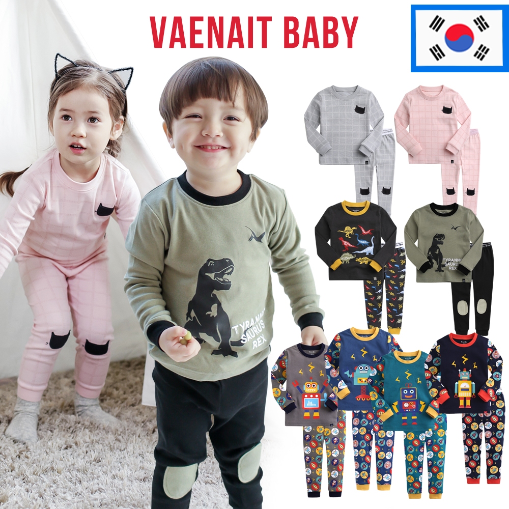 [KOREA Vaenait BABY] 12M-7Y เด็กทารกเด็กชายเด็กชายไดโนเสาร์ Star Cat Character ชุดนอน ชุดนอนผ้าฝ้าย 100% ชุด