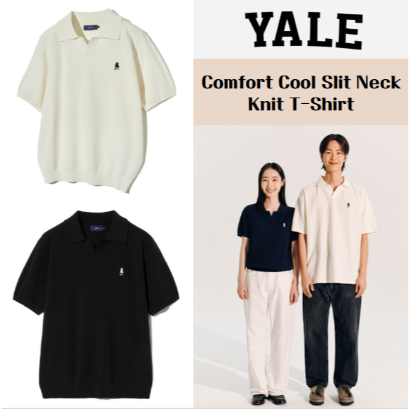 [Yale] Yale Comfort cool Slit Neck Polo Knit T-Shirt เสื้อยืด Unisex