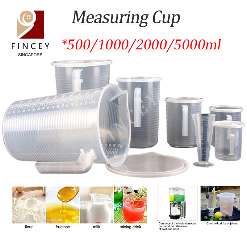 SG ถ้วยตวงพลาสติก Liquid วัดถ้วยสองด้านสําเร็จการศึกษาพร้อมฝาปิด Spout สําหรับ Lab Kitchen Home