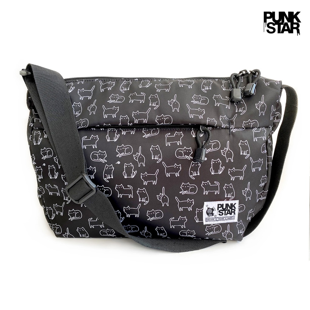 PUNKSTAR Crossbody Messenger Bag น้ําหนักเบากันน้ําสําหรับขี่จักรยานกีฬาเดินป่ากิจกรรมกลางแจ้งแมวน่ารัก