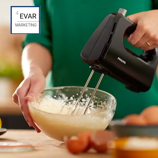 PHILIPS Daily Collection Mixer - HR3705/11, 300W, 5 Speeds + Turbo, Lightweight Handheld, Strip beat