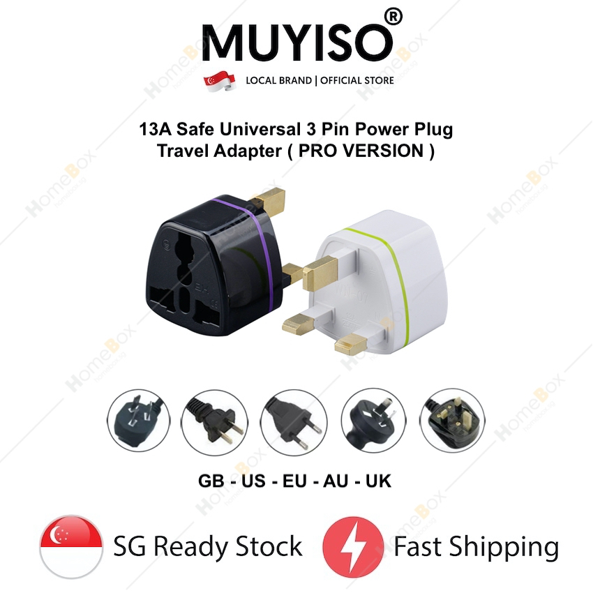 MUYISO UK 3 Pin Plug Universal Adapter PRO Travel Adapter, Universal Wall Plug Adapter, 3 Pin Plug P