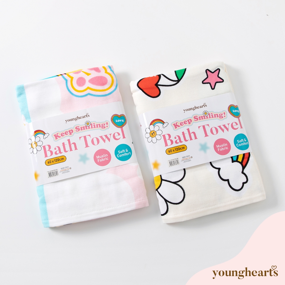 Young Hearts Keep ผ้าเช็ดตัวมัสลินยิ้ม YLS-120104