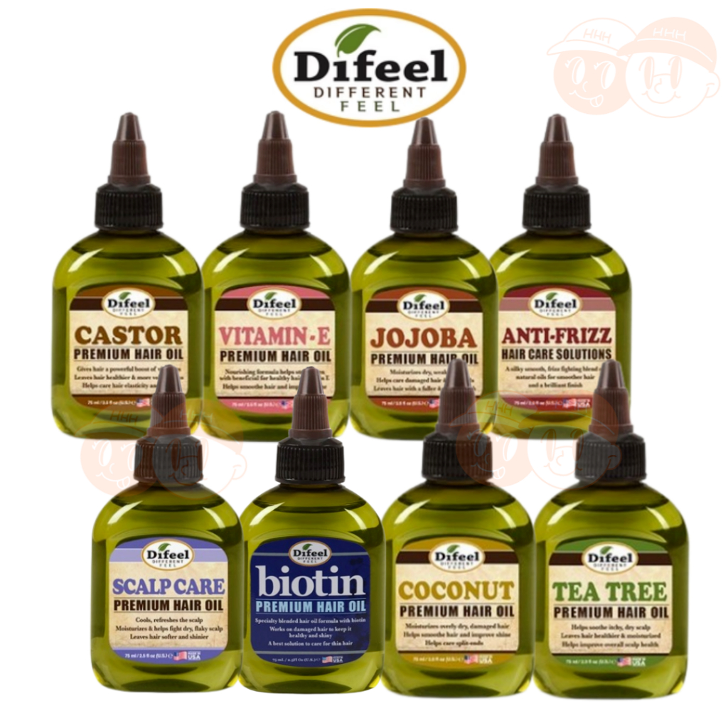 Difeel Premium Hair Oils Anti-Frizz, Jojoba, Coconut, Biotin, Tea Tree, Scalp Care, Vitamin E, 75ml
