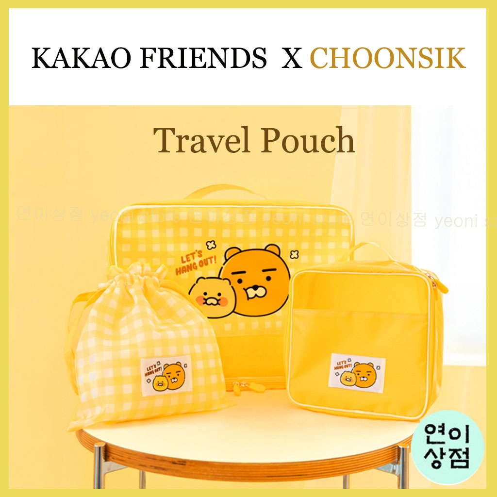 Kakao friends choonsik travel pouch string bag เสื้อผ้ากระเป๋าเก็บเครื่องสําอาง