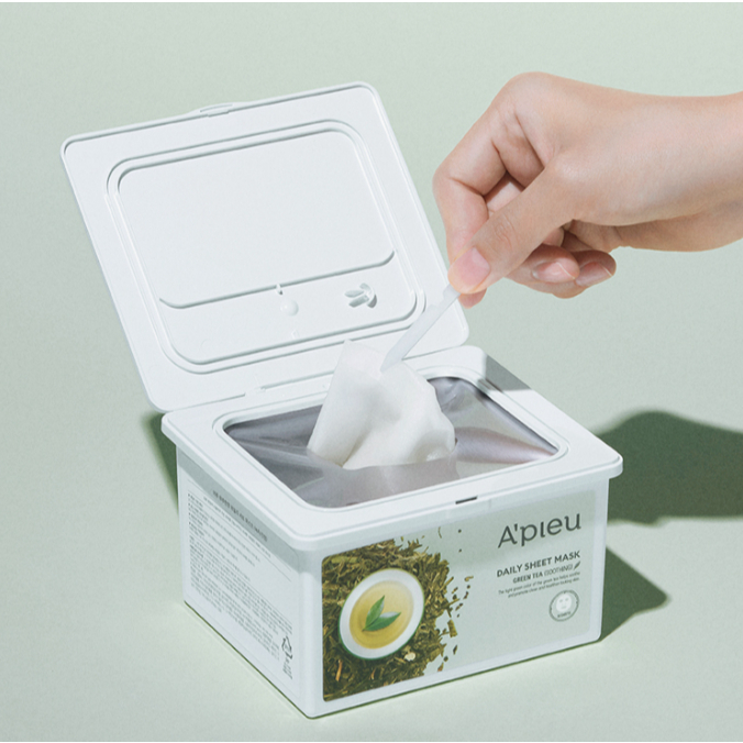 [Apieu] One sheet a day daily sheet mask green tea 30 แผ่น / water glow skin / soothing effect