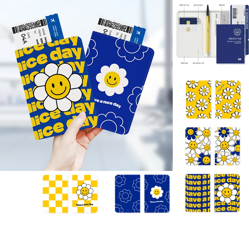 Saffiano Leather Boarding RFID Anti - Skimming Passport Holers ครอบคลุม SUMMER DAISY