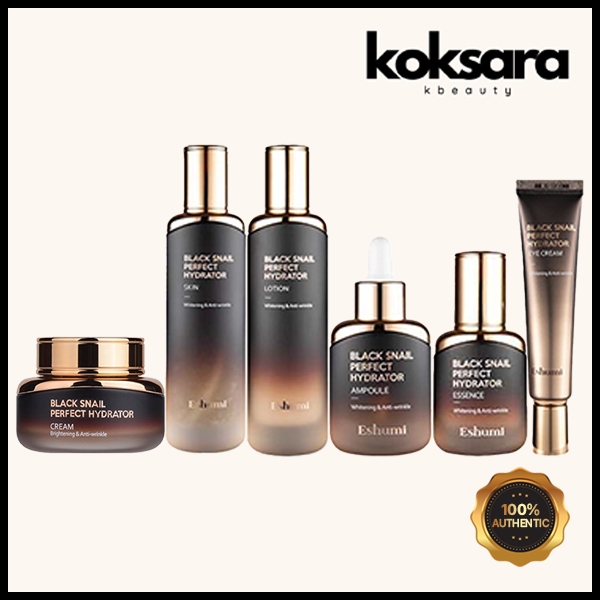 eshumi black snail perfect hydrator line 6types (cream ครีม, skin, lotion, ampoule, essence, eye cream)