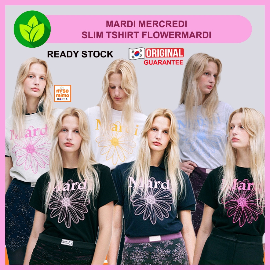 แท้ / พร้อมส่ง Mardi Mercredi SLIM TSHIRT FLOWERMARDI ของแท้ 100%