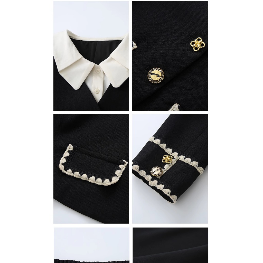 Xbuan French Chic ชุดสองชิ้น High-End Spring Coat & Mini Dress