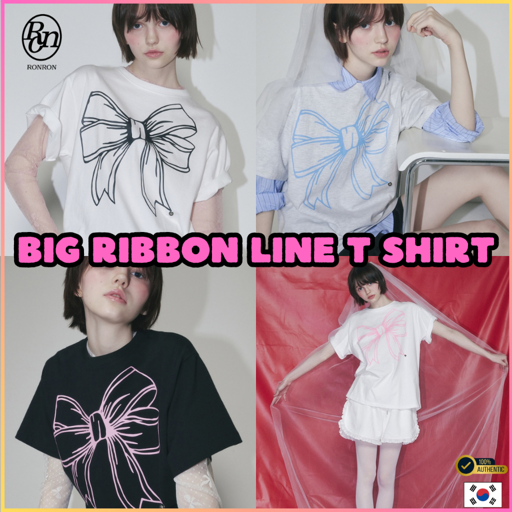 [RONRON] BIG RIBBON LINE T SHIRT /5color