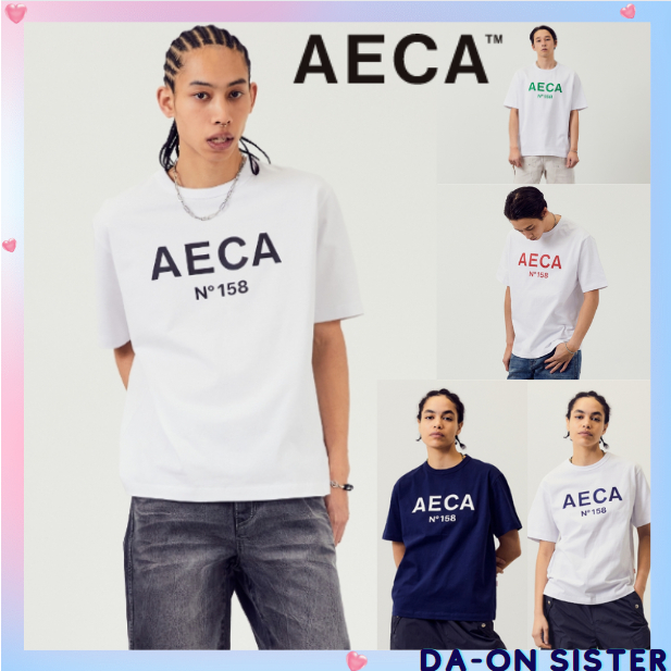 [ Aeca WHITE ] AECA โลโก้ ขนาดใหญ่ TEE-5 สี korea ออโต้เฮติก 100% (unisex)