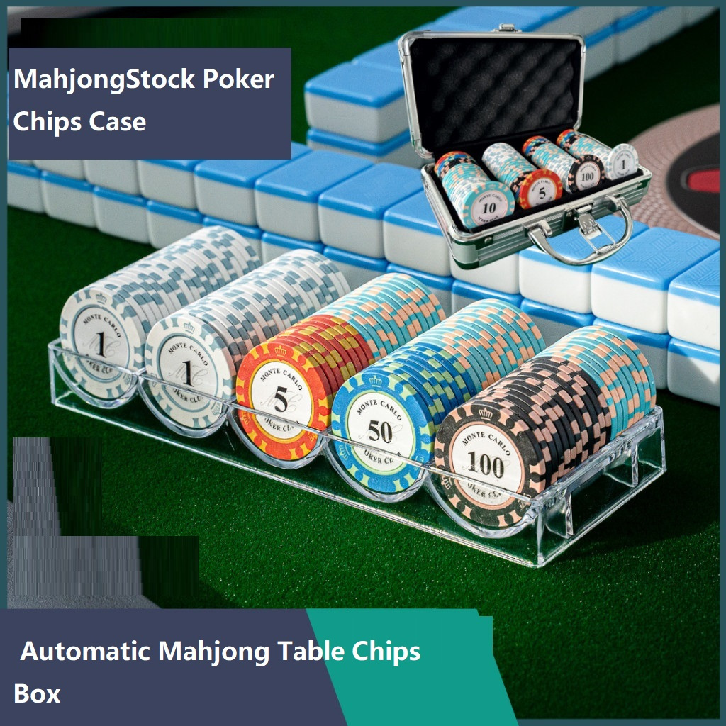 (สต็อกในพื้นที่) MahjongStock Poker Chips Case Mahjong Chips Box Automatic Mahjong Table Chips Box