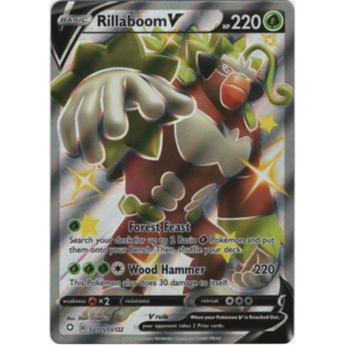 English Pokemon Rillaboom V - SV105/SV122 - Shiny Shining Fates Singles