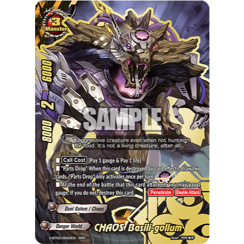 การ์ดอนาคตภาษาอังกฤษ Buddyfight CHAOS Basili-gollum X-BT03/0003EN RRR